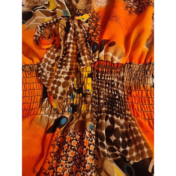 Erica Brooke Collection Top Super Plus Size 32 Orange Multicolor Elastic Waist - Picture 8 of 8